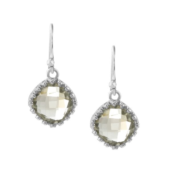 Prasioliet, Groene Kwarts Oorhanger model E7-020